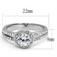 MATK3021 - High polished (no plating) Stainless Steel Ring with AAA Grade CZ  in Clear