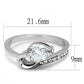 MATK3022 - High polished (no plating) Stainless Steel Ring with AAA Grade CZ  in Clear