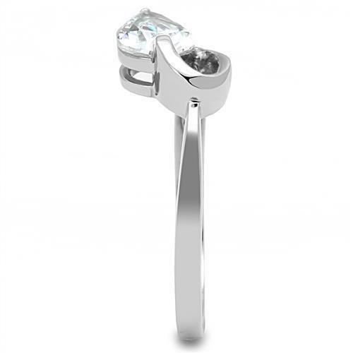 MATK3022 - High polished (no plating) Stainless Steel Ring with AAA Grade CZ  in Clear