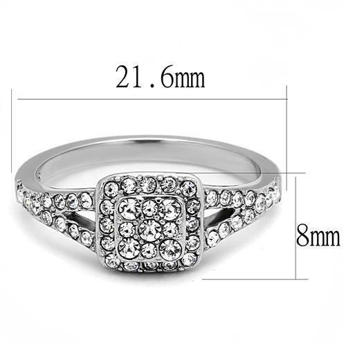 MATK3023 - High polished (no plating) Stainless Steel Ring with Top Grade Crystal  in Clear