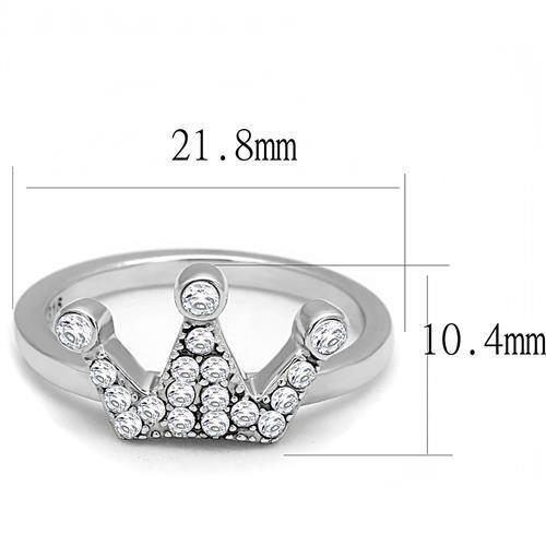 MATK3024 - High polished (no plating) Stainless Steel Ring with AAA Grade CZ  in Clear