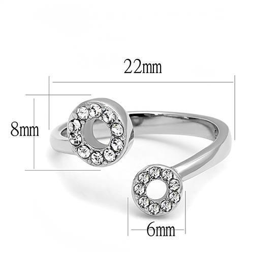 MATK3025 - High polished (no plating) Stainless Steel Ring with Top Grade Crystal  in Clear