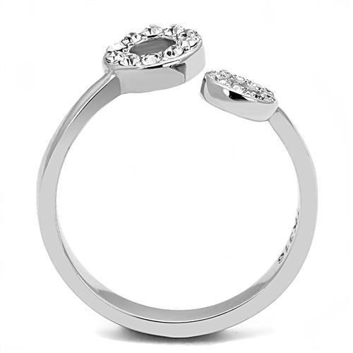 MATK3025 - High polished (no plating) Stainless Steel Ring with Top Grade Crystal  in Clear