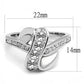 MATK3026 - High polished (no plating) Stainless Steel Ring with Top Grade Crystal  in Clear