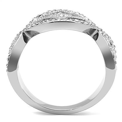 MATK3027 - High polished (no plating) Stainless Steel Ring with Top Grade Crystal  in Clear