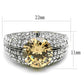 MATK3031 - High polished (no plating) Stainless Steel Ring with AAA Grade CZ  in Champagne