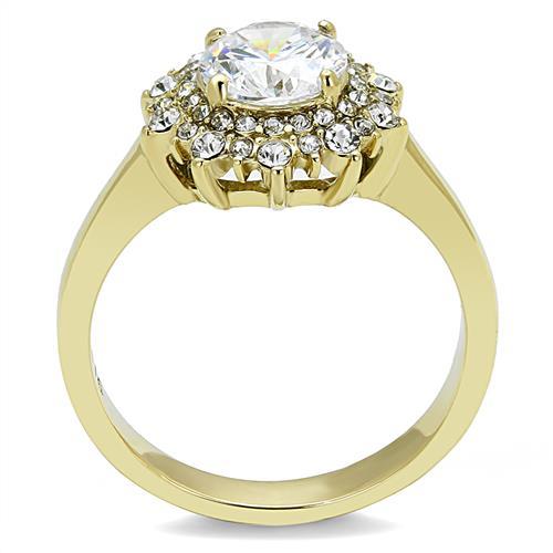MATK3035 - IP Gold(Ion Plating) Stainless Steel Ring with AAA Grade CZ  in Clear