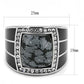 MATK3042 - High polished (no plating) Stainless Steel Ring with Semi-Precious Snowflake Obsidian in Jet