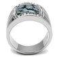MATK3042 - High polished (no plating) Stainless Steel Ring with Semi-Precious Snowflake Obsidian in Jet