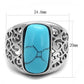 MATK3043 - High polished (no plating) Stainless Steel Ring with Synthetic Turquoise in Sea Blue