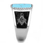 MATK3044 - High polished (no plating) Stainless Steel Ring with Synthetic Turquoise in Sea Blue