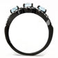 MATK3050 - IP Black(Ion Plating) Stainless Steel Ring with AAA Grade CZ  in Sea Blue