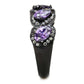 MATK3051 - IP Black(Ion Plating) Stainless Steel Ring with AAA Grade CZ  in Amethyst