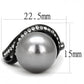 MATK3052 - IP Black(Ion Plating) Stainless Steel Ring with Synthetic Pearl in Gray