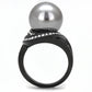 MATK3052 - IP Black(Ion Plating) Stainless Steel Ring with Synthetic Pearl in Gray