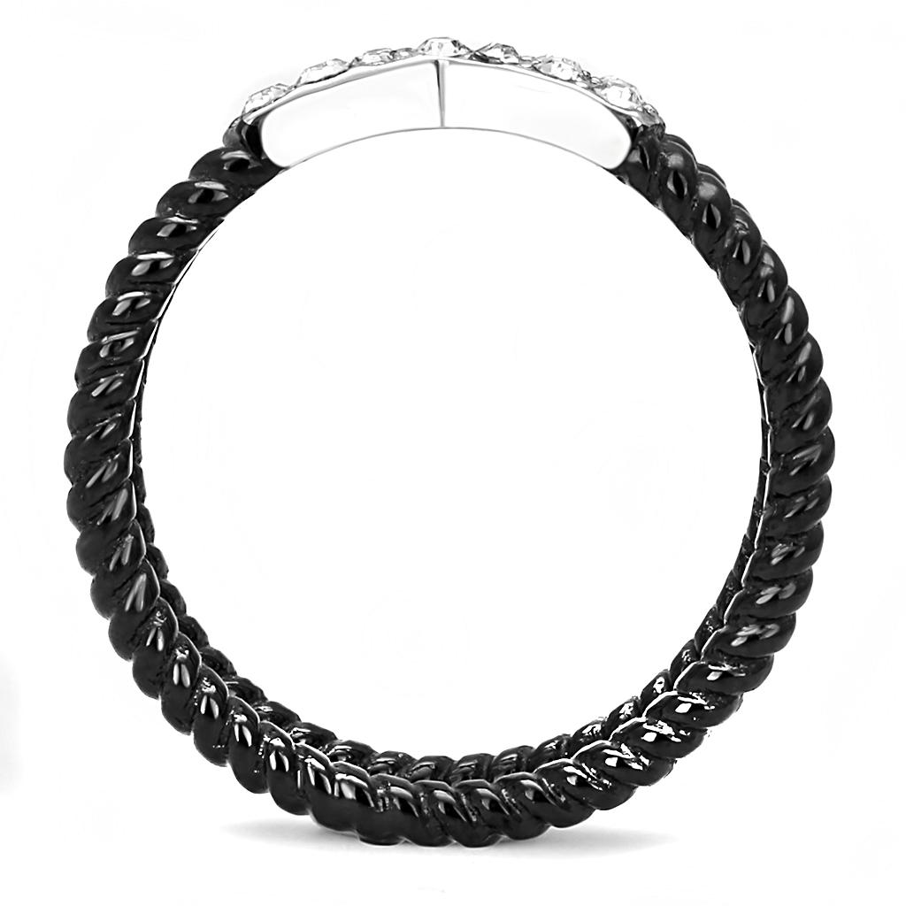 MATK3053 - Two-Tone IP Black (Ion Plating) Stainless Steel Ring with Top Grade Crystal  in Clear