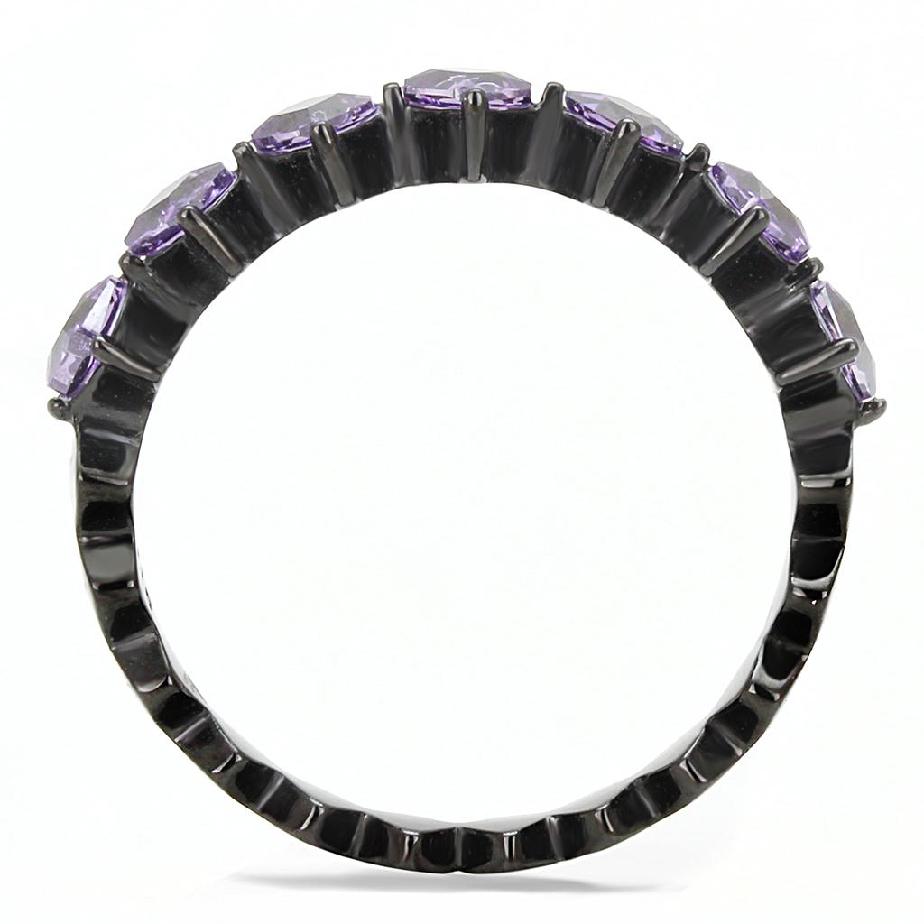 MATK3054 - IP Black(Ion Plating) Stainless Steel Ring with AAA Grade CZ  in Amethyst
