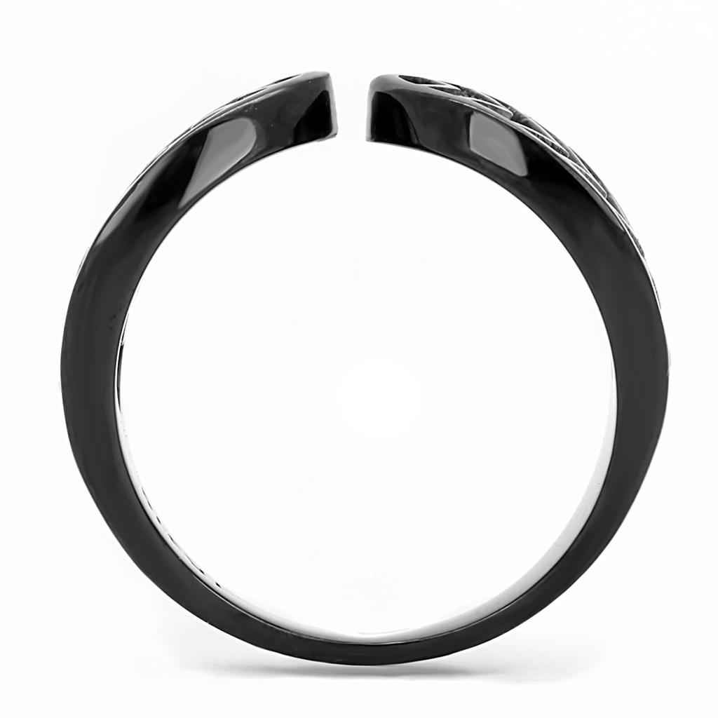MATK3056 - IP Black(Ion Plating) Stainless Steel Ring with Top Grade Crystal  in Clear