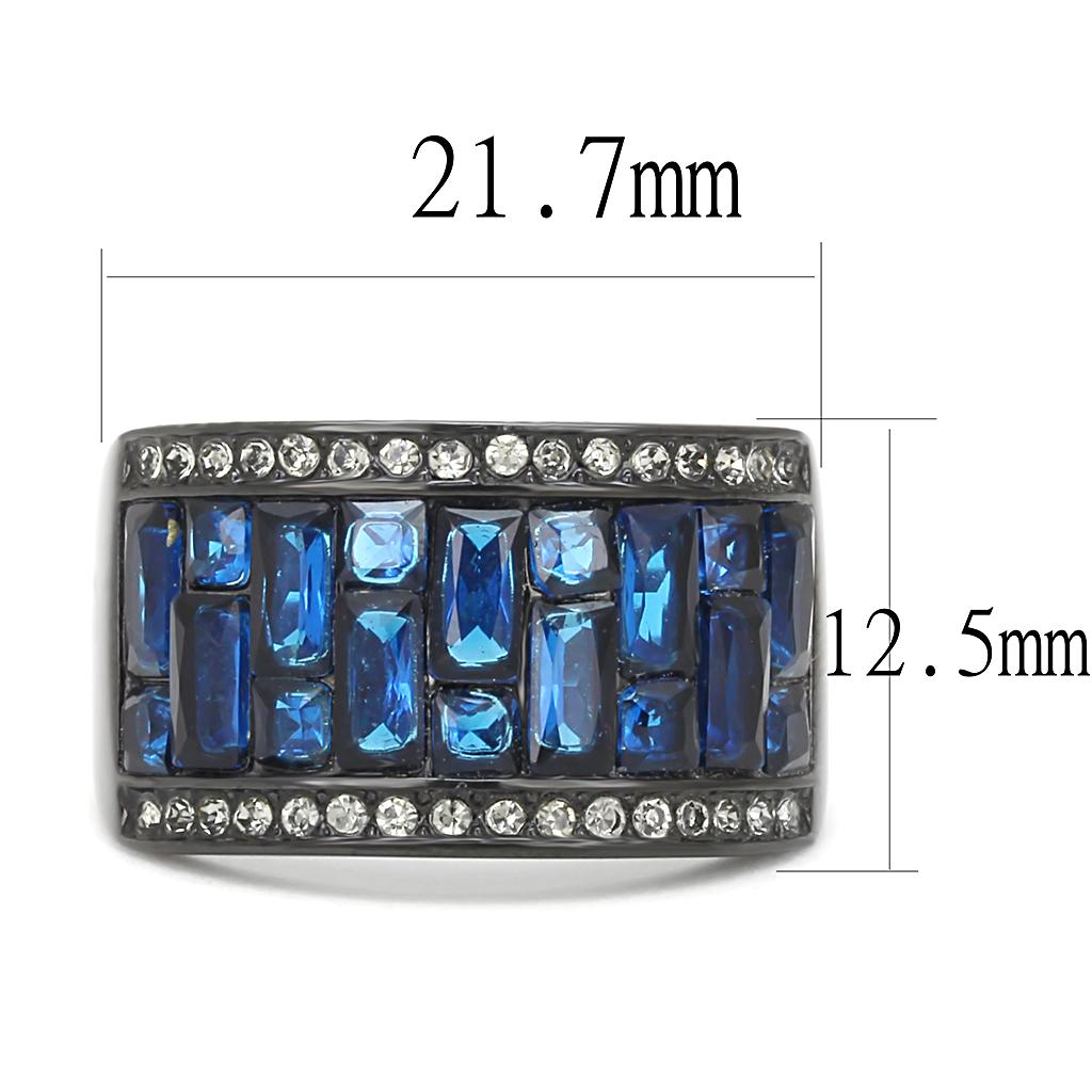 MATK3058 - IP Black(Ion Plating) Stainless Steel Ring with Synthetic Synthetic Glass in Montana