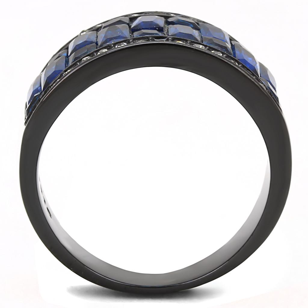 MATK3058 - IP Black(Ion Plating) Stainless Steel Ring with Synthetic Synthetic Glass in Montana