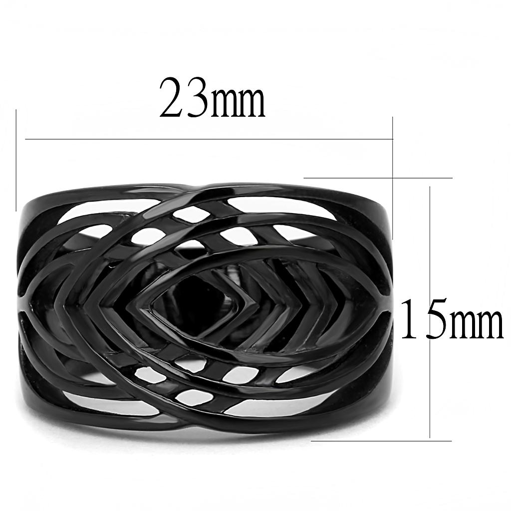 MATK3060 - IP Black(Ion Plating) Stainless Steel Ring with No Stone