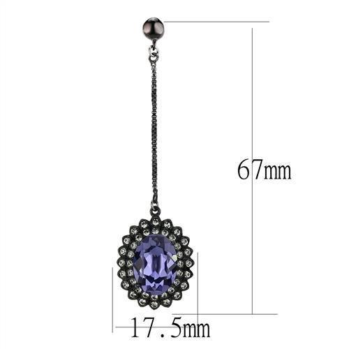 MATK3073 - IP Black(Ion Plating) Stainless Steel Earrings with Top Grade Crystal  in Tanzanite
