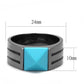 MATK3074 - IP Light Black  (IP Gun) Stainless Steel Ring with Synthetic Turquoise in Sea Blue