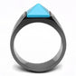 MATK3074 - IP Light Black  (IP Gun) Stainless Steel Ring with Synthetic Turquoise in Sea Blue