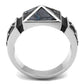 MATK3075 - High polished (no plating) Stainless Steel Ring with Leather  in Jet