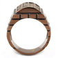 MATK3077 - IP Coffee light Stainless Steel Ring with Leather  in Multi Color