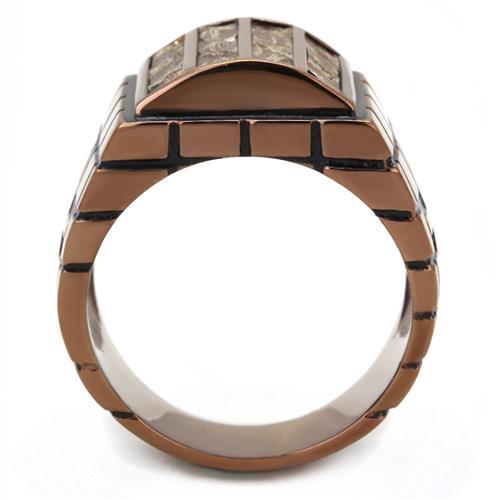 MATK3077 - IP Coffee light Stainless Steel Ring with Leather  in Multi Color