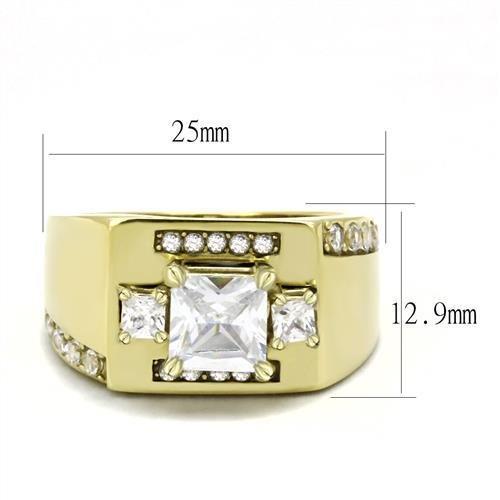 MATK3078 - IP Gold(Ion Plating) Stainless Steel Ring with AAA Grade CZ  in Clear
