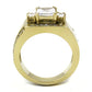 MATK3078 - IP Gold(Ion Plating) Stainless Steel Ring with AAA Grade CZ  in Clear