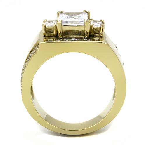 MATK3078 - IP Gold(Ion Plating) Stainless Steel Ring with AAA Grade CZ  in Clear