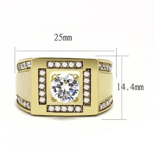 MATK3079 - IP Gold(Ion Plating) Stainless Steel Ring with AAA Grade CZ  in Clear