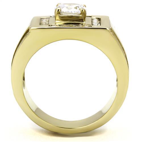 MATK3079 - IP Gold(Ion Plating) Stainless Steel Ring with AAA Grade CZ  in Clear