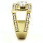 MATK3079 - IP Gold(Ion Plating) Stainless Steel Ring with AAA Grade CZ  in Clear