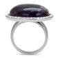 MATK3083 - High polished (no plating) Stainless Steel Ring with Semi-Precious Amethyst Crystal in Amethyst