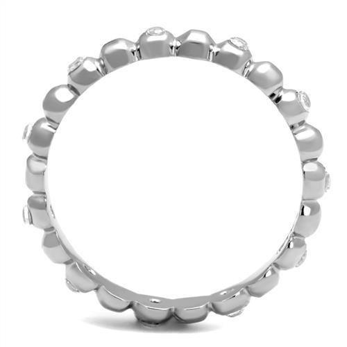 MATK3085 - High polished (no plating) Stainless Steel Ring with AAA Grade CZ  in Clear