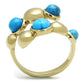 MATK3091 - IP Gold(Ion Plating) Stainless Steel Ring with Semi-Precious Turquoise in Sea Blue