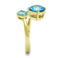 MATK3092 - IP Gold(Ion Plating) Stainless Steel Ring with AAA Grade CZ  in Sea Blue
