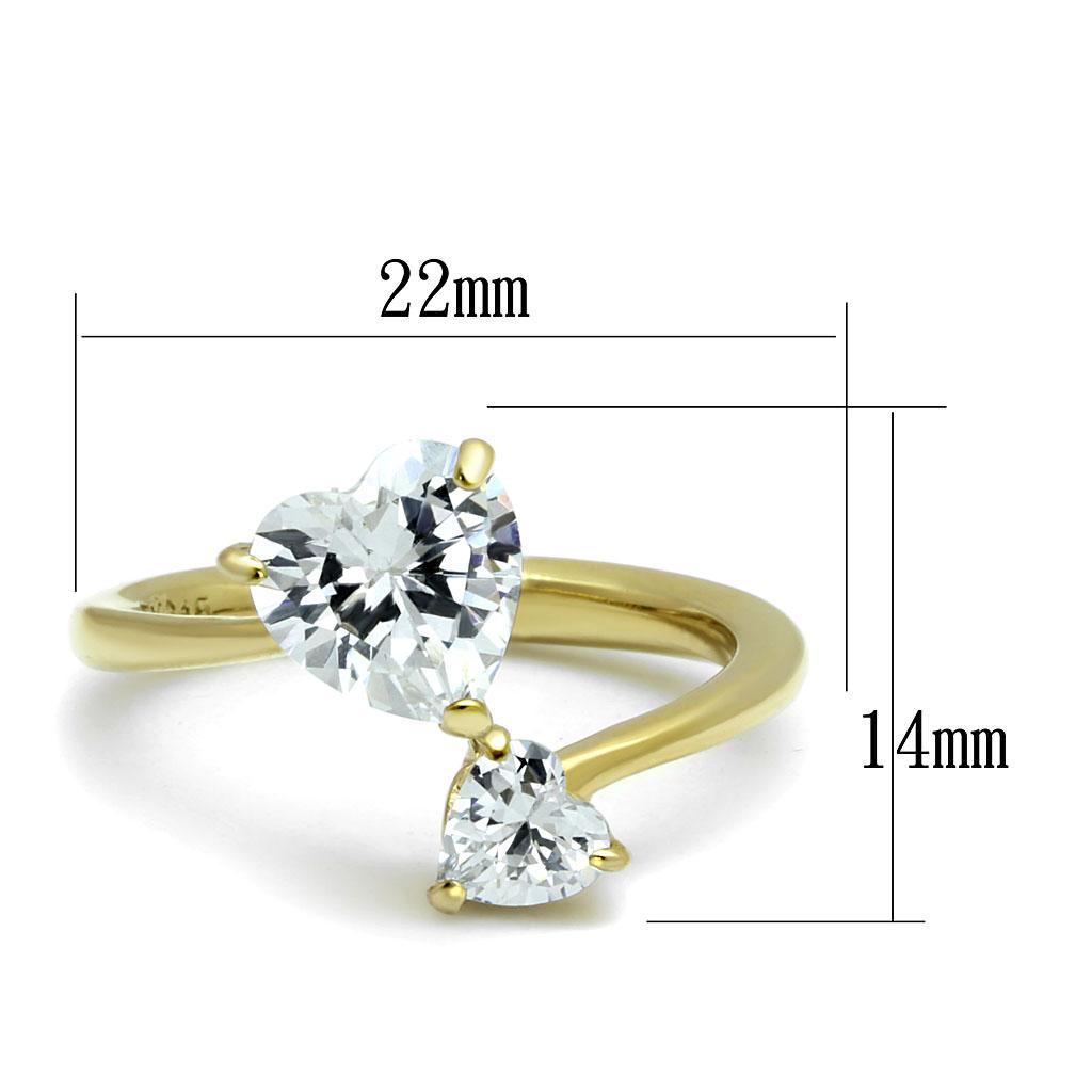 MATK3093 - IP Gold(Ion Plating) Stainless Steel Ring with AAA Grade CZ  in Clear