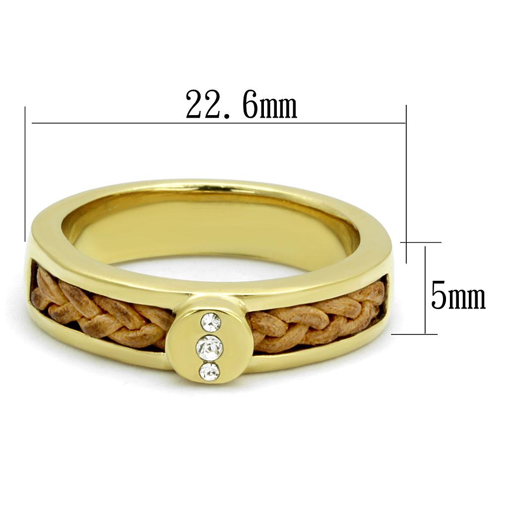 MATK3096 - IP Gold(Ion Plating) Stainless Steel Ring with Top Grade Crystal  in Clear