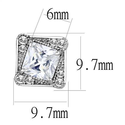 MATK3104 - High polished (no plating) Stainless Steel Earrings with AAA Grade CZ  in Clear