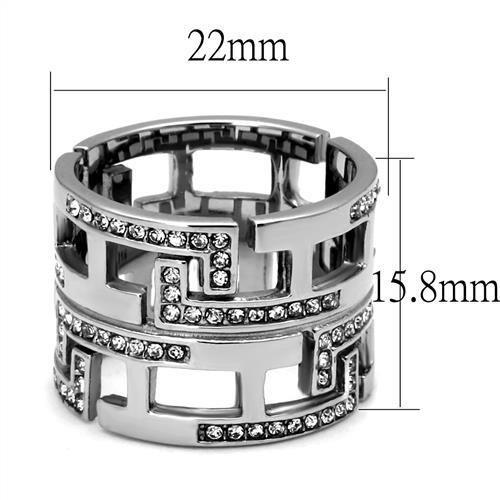 MATK3105 - High polished (no plating) Stainless Steel Ring with Top Grade Crystal  in Clear
