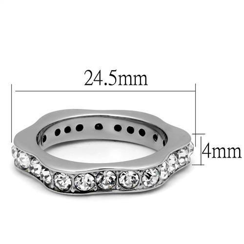 MATK3106 - High polished (no plating) Stainless Steel Ring with Top Grade Crystal  in Clear
