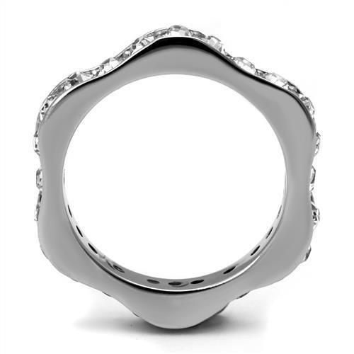 MATK3106 - High polished (no plating) Stainless Steel Ring with Top Grade Crystal  in Clear