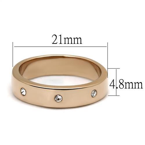 MATK3107 - IP Rose Gold(Ion Plating) Stainless Steel Ring with Top Grade Crystal  in Clear