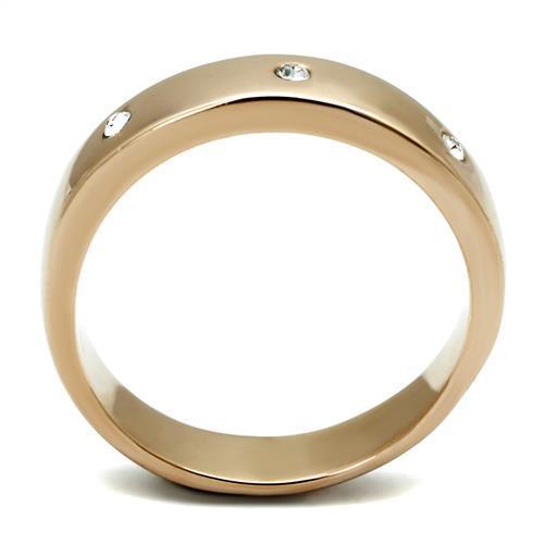 MATK3107 - IP Rose Gold(Ion Plating) Stainless Steel Ring with Top Grade Crystal  in Clear