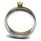MATK3108 - Two-Tone IP Gold (Ion Plating) Stainless Steel Ring with AAA Grade CZ  in Clear